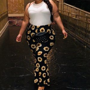 Sun flower flared pants